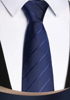 【新生活応援】ワンタッチ ネクタイ ファスナー式 ブルー ストライプ 簡単装着