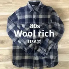 【80s Woolrich】USA製チェック柄 ネイビー長袖シャツ