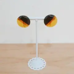 鼈甲風？ ラウンド型 イヤリング ゴールド金具