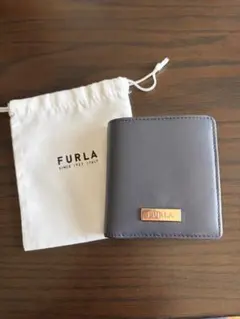 FURLA レザー 二つ折りコンパクト財布　ブルー