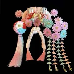 専用 七五三 成人式 大人ピンク 梅花簪セット 金属簪 櫛簪 玉簪 扇子後