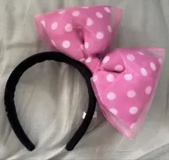 ディズニー　水玉　リボン　カチューシャ ピンク