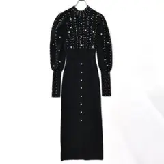 リエンダ　メニーフェイクパールタイトニットワンピース