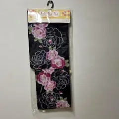 花柄 黒地 浴衣 フリーサイズ