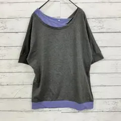 ニッセン Tシャツ【M】レイヤード ドロップショルダー✨グレー レディースのサムネイル
