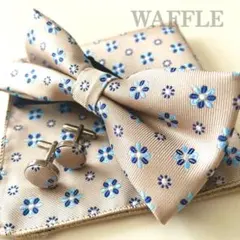 蝶ネクタイ・ポケットチーフ ベージュ ボウタイ 挙式 新郎 無地