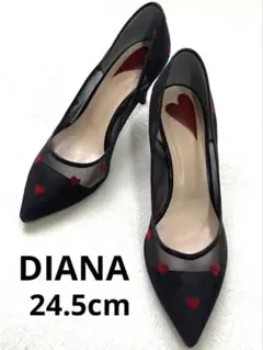【美品】DIANA ダイアナ ハート パンプス ハイヒール ポインテッドトゥ