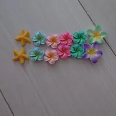 プルメリアネイルパーツ 12個セット　ハイビスカス　デコパーツ