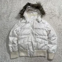 OLD ユニクロ　ダウンジャケット　ホワイト　フード　ファー　M y2k