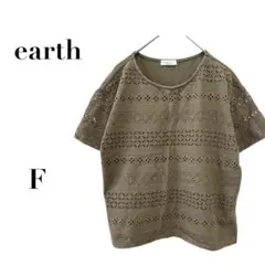 earth music&ecology レース切替カーキTシャツ