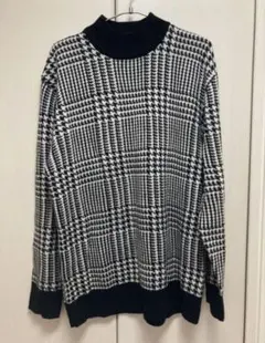 GU アクリルニットセーター ブラック/ホワイト　L