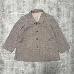 ツイード調 ジャケット ブラウン ミックスカラー レトロ 古着 裏地付き