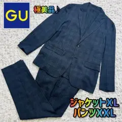 GUジーユー ウォッシャブル カジュアルスーツセットアップ グレンチェックXXL