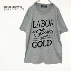 【ロデオクラウンズ】ロゴ　カジュアル　コットン　グレー Tシャツ Lユニセックス