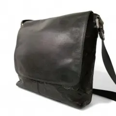美品 正規品 コーチ COACH 黒 ショルダーバッグ シグネチャー レザー 革
