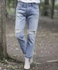 goa ☆ 13.25oz セルビッチ デニム ダメージ加工 パンツ Sのサムネイル