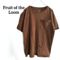 Fruit of the Loom 半袖 Tシャツ トップス ポケット ブラウン