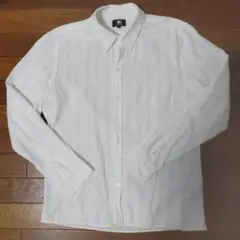 JUNONBOY カットオフ白ストライプ 長袖シャツ Lサイズ　ドレスシャツ