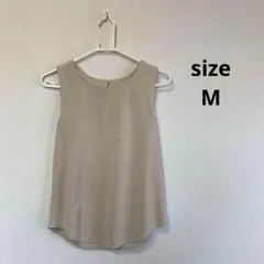 ★4) レディース　ノースリーブ　トップス　ベージュ　シンプル　M