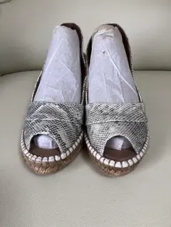 ★Gaimo★パイソン柄オープントゥエスパドリーユ ジュートサンダル（36）