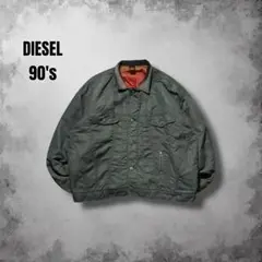 90s DIESEL襟レザーボンバージャケット ヴィンテージミリタリーブルゾン
