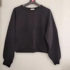 黒 クロップドスウェット Lサイズ　裏起毛