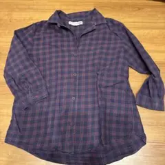 UNIQLO チェック柄 長袖シャツ ネイビー・レッド