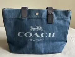綺麗✨COACH コーチ トートバッグ デニム キャンバス A4収納 自立