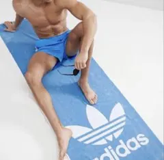 【新品未使用】 廃盤品 adidasアディダス バスタオル 大判タオル 青ブルーのサムネイル