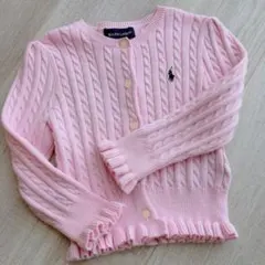 【美品】Ralph Lauren90cm人気デザイン　ピンクカーディガン