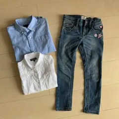【トミーヒルフィガー】女の子長袖シャツ&デニムセット　サイズ110