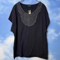 イネド　Tシャツ　半袖　綺麗め　シンプル　ネイビー　紺　M