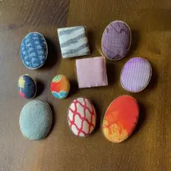 布製 小ぶり ブローチ 10個セット ハンドメイド ヴィンテージ アクセサリー