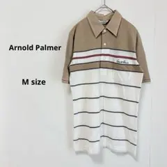 Arnold Palmer ポロシャツ　M 半袖　ボーダー　ツートン　ロゴ刺繍のサムネイル