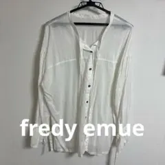 Fredy emue ホワイト 長袖 リネン混　2way ボウタイシャツ 38のサムネイル