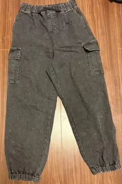 あったかストレッチカーゴパンツ 150cm ブラックデニム