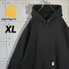 【人気モデル】カーハート☆ビッグシルエット ワンポイントロゴ 黒 パーカー XL