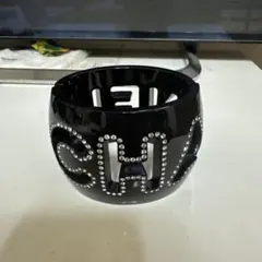 CHANEL ロゴ バングル ラインストーン ブラックのサムネイル