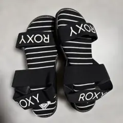 ROXY サンダル ストライプ ブラック レディース