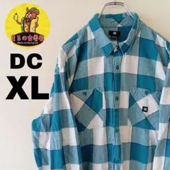 USA古着 DC　ネルシャツXL　ライトブルーホワイト　チェックのサムネイル