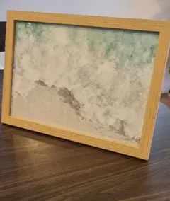 木製フォトフレーム 抽象画付き　A4サイズ