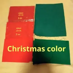 クリスマスカラー ハギレ生地④　購入生地　&　残りのハギレ　ハンドメイド
