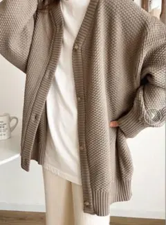 2wayケーブル編み圧縮ニット オーバーサイズ カーディガン