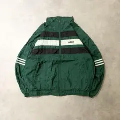 adidas ナイロンジャケット グリーン 90s adidas Nylon Jacket 緑白黒 XL アディダス ナイロン