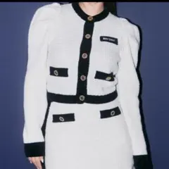 LILY BROWN×MARY QUANT ツイードニットカーディガン ホワイト