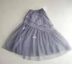 Avail グレー チュール フレアスカート リボン付き 　Mサイズ