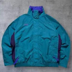 Columbia ナイロン アウトドアジャケット グリーンパープル 胸元ロゴ
