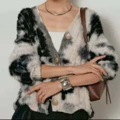 タイダイ柄シャギーニットカーディガン ベージュ　ESICA同型