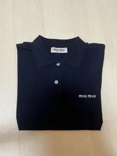 MIU MIU ネイビー コットンピケポロシャツ 半袖 タグあり - メルカリ