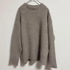 毛2%【ユニクロ】スフレヤーンハイネックセーター L 長袖 ブラウン 無地